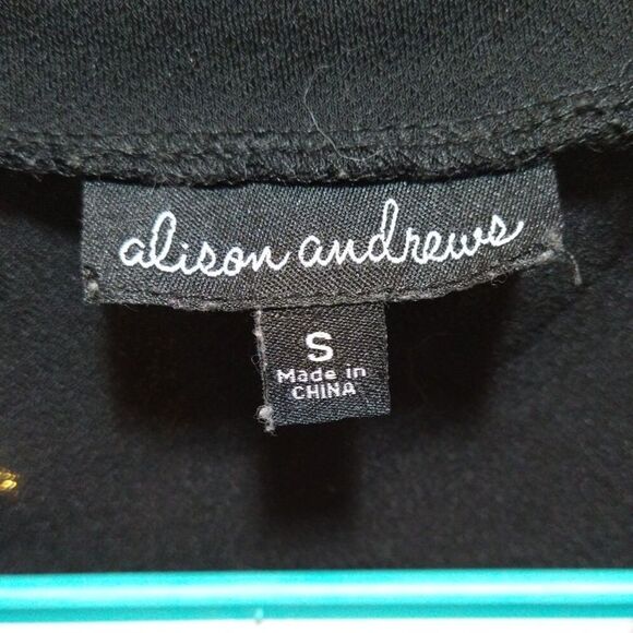 ALISON ANDREWS WOMENS SMALL BLACK SHIRT POLKA DOT MESH PUFF SHORT SLEEVE CASUAL - Picture 4 of 6